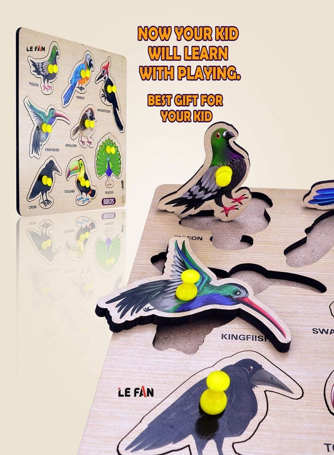 Lefan® Kids Fort Pre Nursery Educational Jigsaw Puzzles for Adults Kids Learning Toys Kit Board Game 2 pcs Set of Birds & Shapes & Colours Educational Toy - Image 2