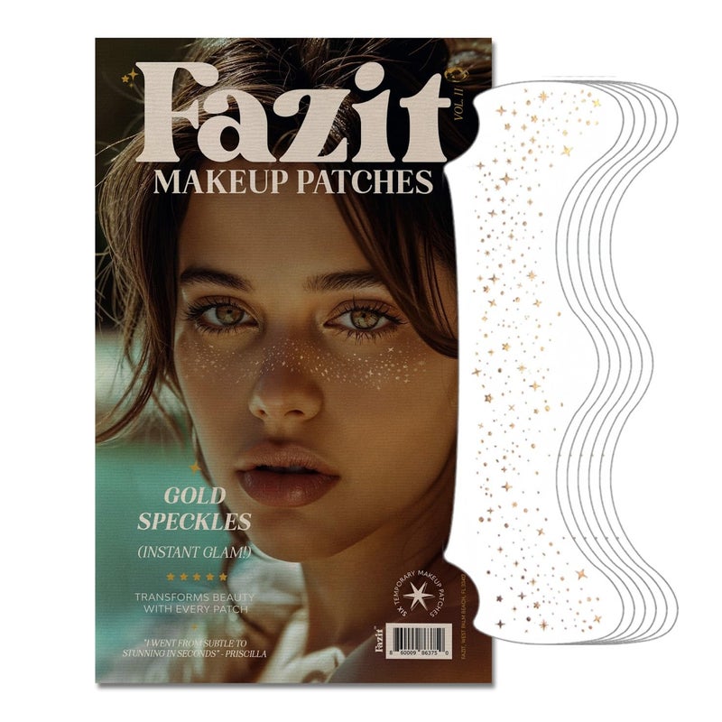 Fazit Makeup Patches  Gold  Face Glitter Makeup Speckles  Glow Up Makeup Patches  Face Glitter Speckles Patches  Cute Glitter Makeup Accessories for Women  Cosmetic Glitter for Face  6 Count