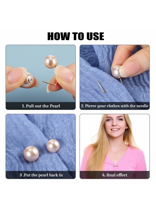 WILLBOND 6 Pieces Artificial Pearl Brooch Pins Anti-Exposure Neckline Safety Pins Sweater Shawl Clips for Women Girls Wedding Party Decorations, 2 Styles, Faux Pearl, not known - Image 2