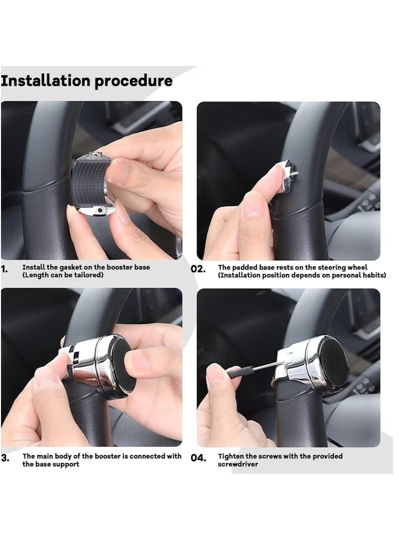 Generic Car steering wheel knob rotator stainless steel sport control knob 360 ° rotation, luxury steering wheel power handle rotary knob, suitable for cars, trucks, tractors, lawn mowers, compatible with any steering wheel  - Image 2