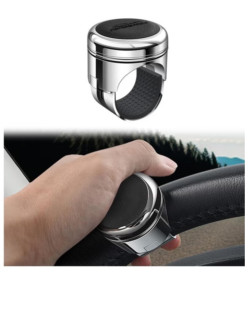 Generic Car steering wheel knob rotator stainless steel sport control knob 360 ° rotation, luxury steering wheel power handle rotary knob, suitable for cars, trucks, tractors, lawn mowers, compatible with any steering wheel  - Image 1