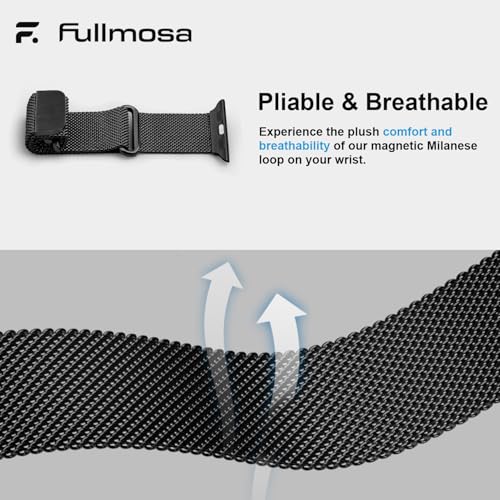 Fullmosa Compatible with Apple Watch Strap 49mm 46mm 45mm 44mm 42mm（Series 3/2/1） Women Men,Milanese iWatch Strap Ultra 3/2/1 SE3/2/1 Series 11 10 9 8 7 6 5 4 3 2 1,Blue [NO Watch and Case] - Image 4