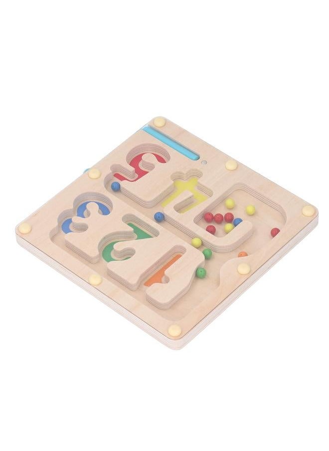 نيبمينينت - Magnetic Color and Number Maze Wooden Magnet Matching Counting Puzzle Board Educational Children Sorting Toy with Pen - Image 1