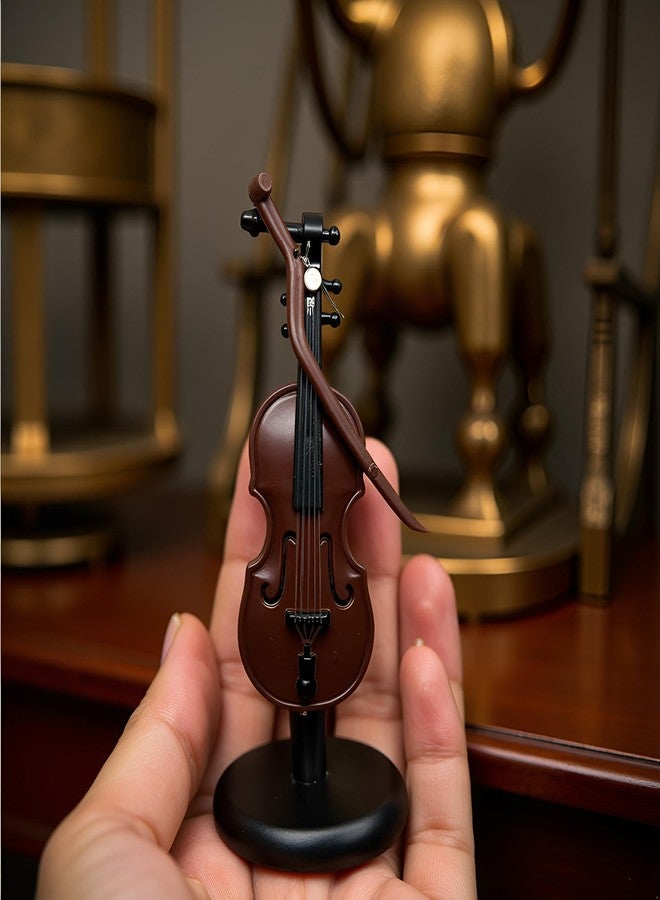 Tnyvm Miniature Violin, Tiny Violin Mini Musical Instrument, Miniature Model Dollhouse, Furniture Crafts Ornament for Dollhouse Fairy Garden Decoration - Image 2
