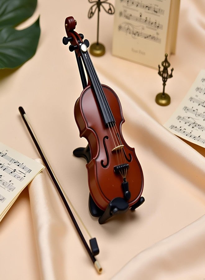 Tnyvm Miniature Violin, Tiny Violin Mini Musical Instrument, Miniature Model Dollhouse, Furniture Crafts Ornament for Dollhouse Fairy Garden Decoration - Image 3