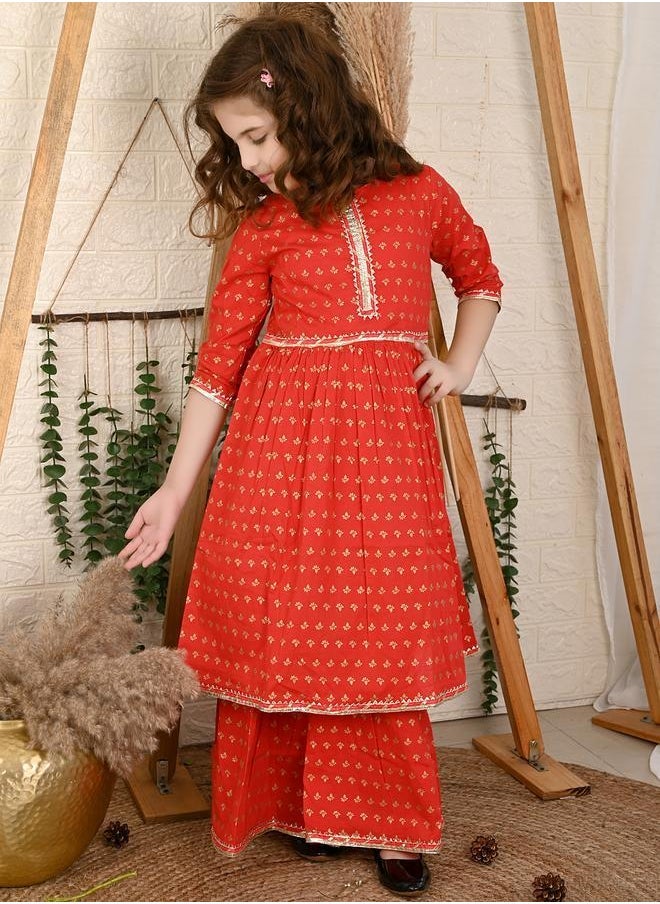 LILPICKS Printed Peplum Kurta Sharara Set  - Image 1
