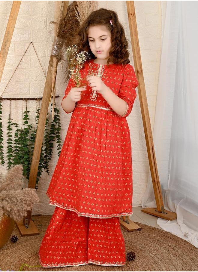 LILPICKS Printed Peplum Kurta Sharara Set  - Image 4