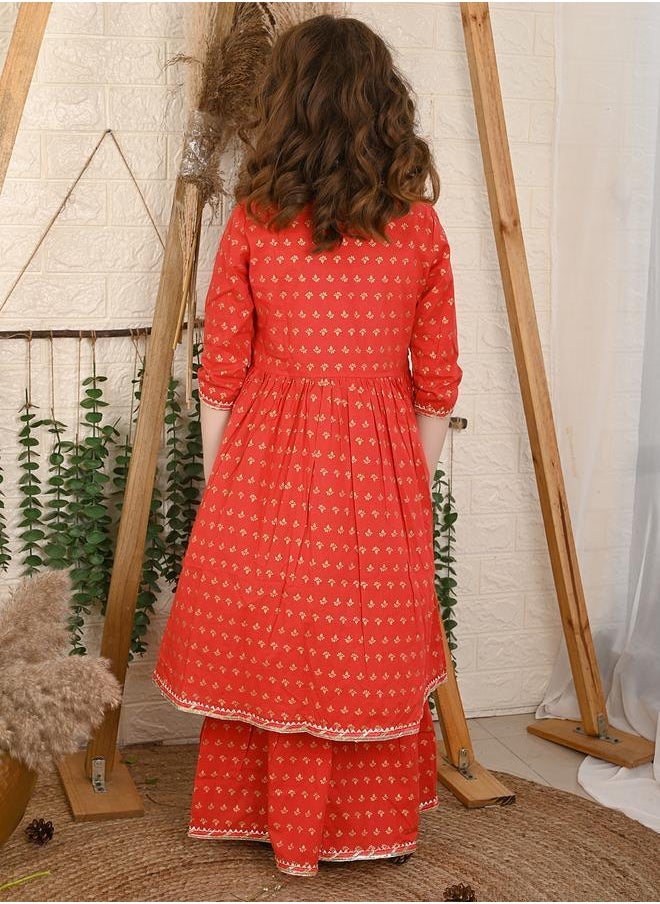 LILPICKS Printed Peplum Kurta Sharara Set  - Image 2