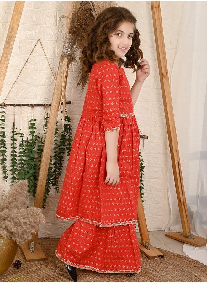 LILPICKS Printed Peplum Kurta Sharara Set  - Image 5