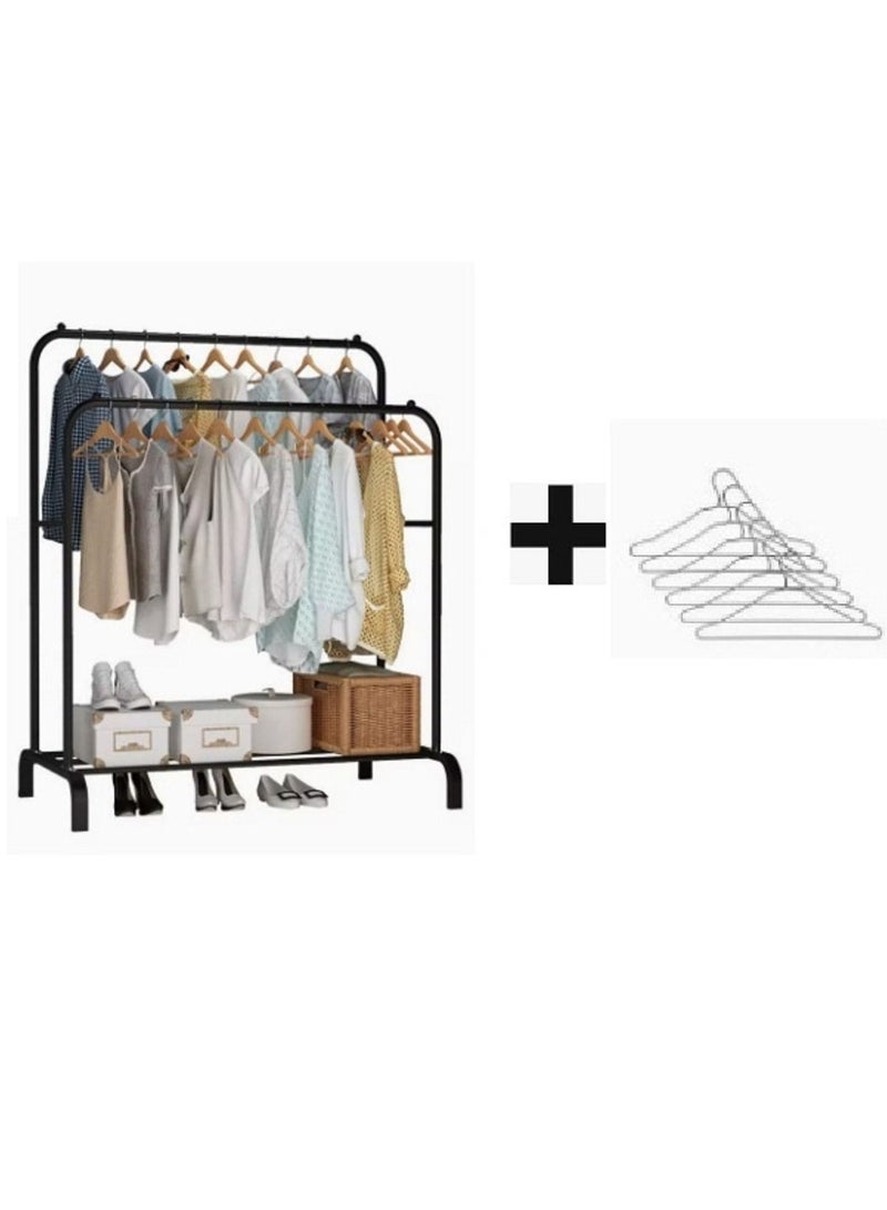 Clothes Organizer And Holder Metal Stand + Stainless Steel Hanger Set