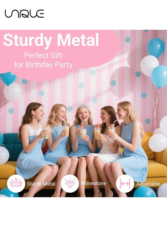 Unique Silver Rhinestone Crown - Glitter Rhinestone Princess Crown Tiara Headband Crystal Birthday Crown Wedding Headpieces for Bride Pageant Prom Costume Hair Accessories(Silver) - Image 5