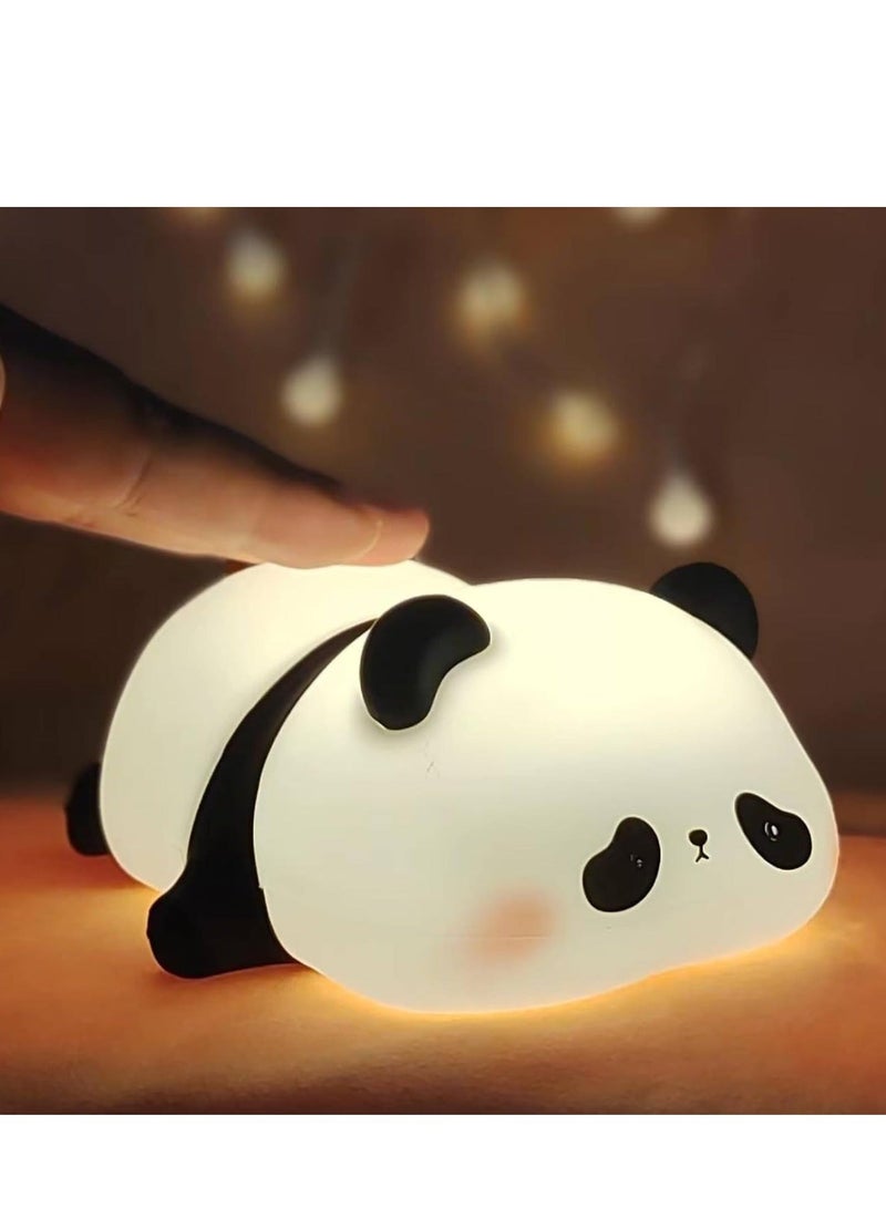 Cute Panda Night Light, LED Squishy Novelty Animal Night Lamp, 3 Level Dimmable Nursery Nightlight, Rechargeable Bedside Touch Lamp for Breastfeeding Toddler Baby Kids Decor, Cool Gifts for Kids  - Image 1