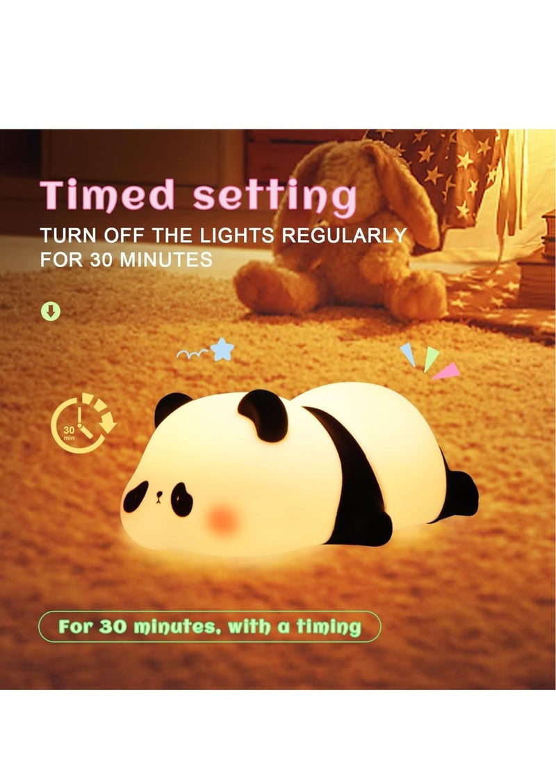 Cute Panda Night Light, LED Squishy Novelty Animal Night Lamp, 3 Level Dimmable Nursery Nightlight, Rechargeable Bedside Touch Lamp for Breastfeeding Toddler Baby Kids Decor, Cool Gifts for Kids  - Image 4