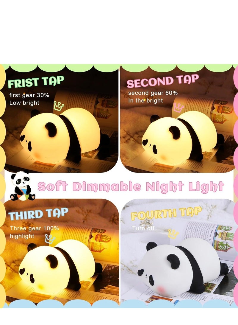 Cute Panda Night Light, LED Squishy Novelty Animal Night Lamp, 3 Level Dimmable Nursery Nightlight, Rechargeable Bedside Touch Lamp for Breastfeeding Toddler Baby Kids Decor, Cool Gifts for Kids  - Image 3