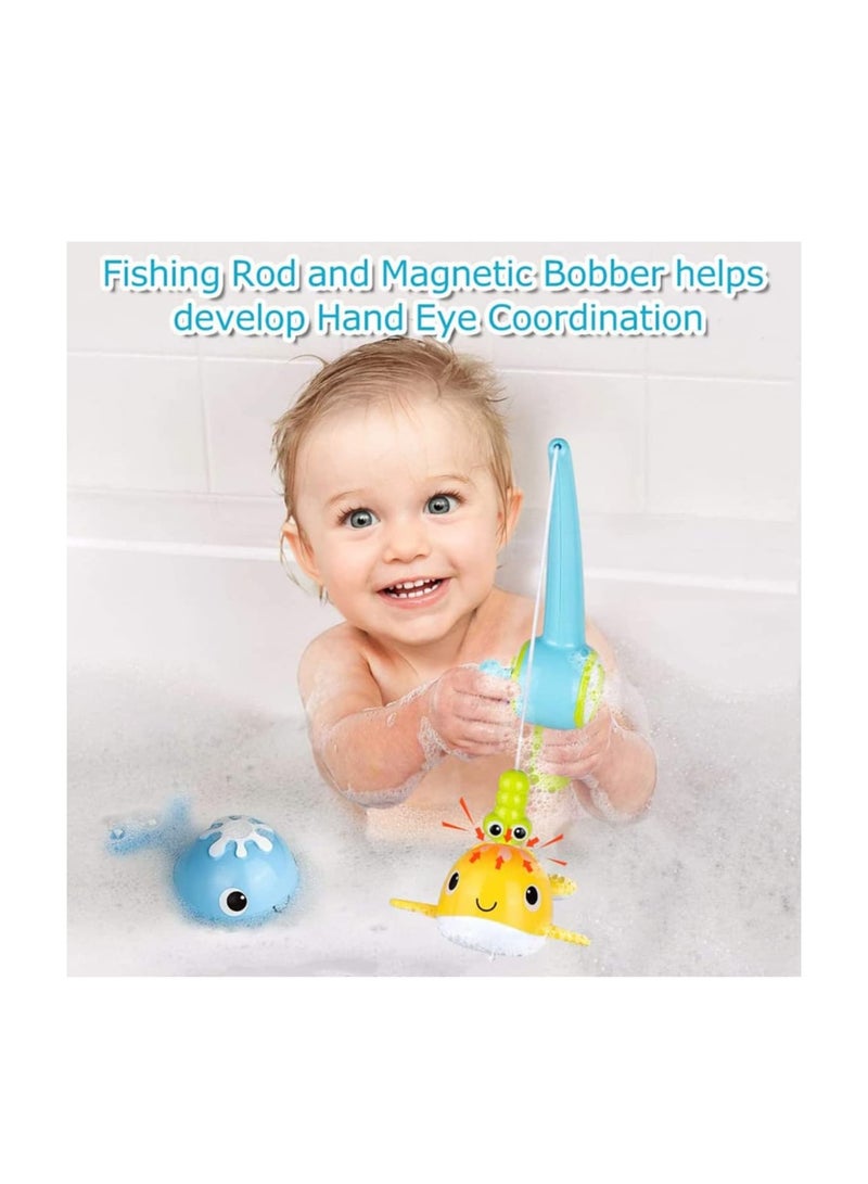 Zikra Bath Toys Magnetic Fishing Games Wind-up Swimming Whales Water Table Pool Bath Fun Time Bathtub Tub Toy for Toddlers Baby Kids Infant Girls Boys Age 1 2 3 4 5 6 Years Old - Image 4