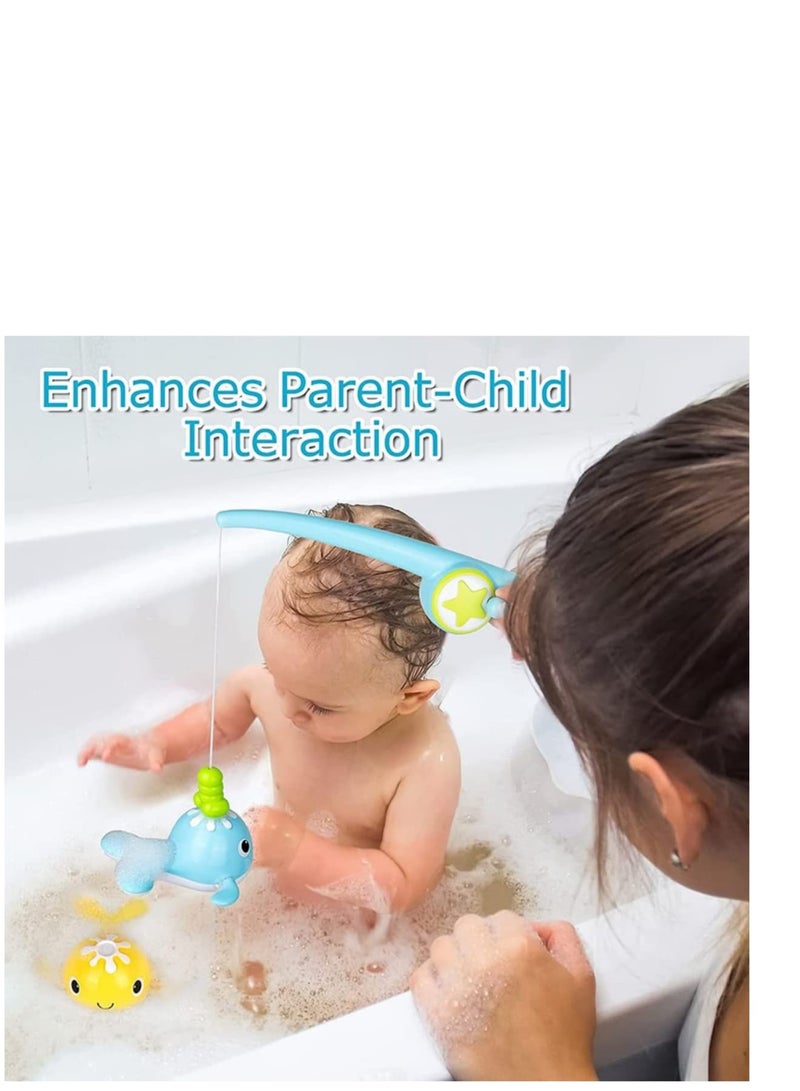 Zikra Bath Toys Magnetic Fishing Games Wind-up Swimming Whales Water Table Pool Bath Fun Time Bathtub Tub Toy for Toddlers Baby Kids Infant Girls Boys Age 1 2 3 4 5 6 Years Old - Image 5