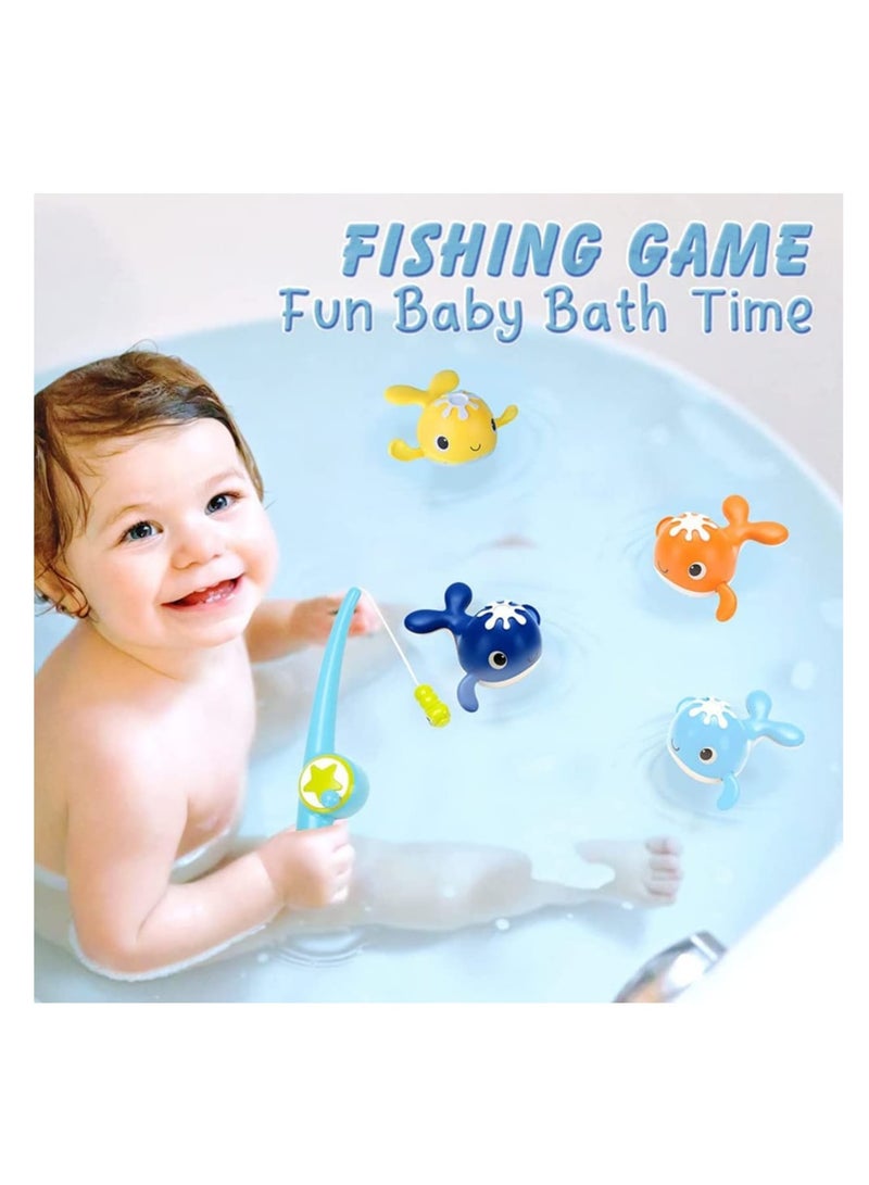 Zikra Bath Toys Magnetic Fishing Games Wind-up Swimming Whales Water Table Pool Bath Fun Time Bathtub Tub Toy for Toddlers Baby Kids Infant Girls Boys Age 1 2 3 4 5 6 Years Old - Image 2