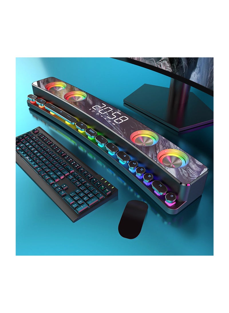 Wireless HiFi Speaker Computer Game Subwoofer Bluetooth Speaker 3600mAh Sound Bar Stereo Music Player Clock 3D Stereo Bass Surround Sound Box 3.5mm Audio Input for PC Laptop - Image 2