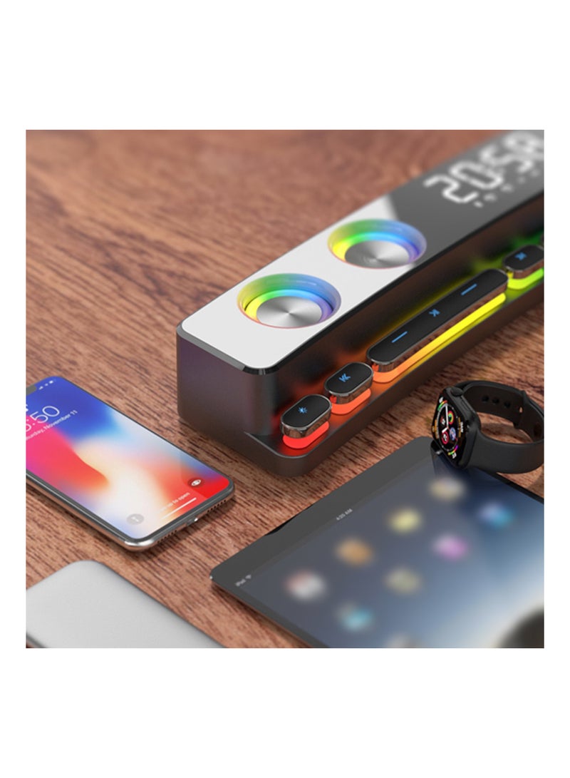 Wireless HiFi Speaker Computer Game Subwoofer Bluetooth Speaker 3600mAh Sound Bar Stereo Music Player Clock 3D Stereo Bass Surround Sound Box 3.5mm Audio Input for PC Laptop - Image 3