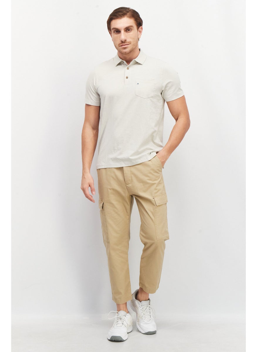 Tailor Vintage - Men Regular Fit Heather Short Sleeve Polo Shirt, Light Grey - Image 1