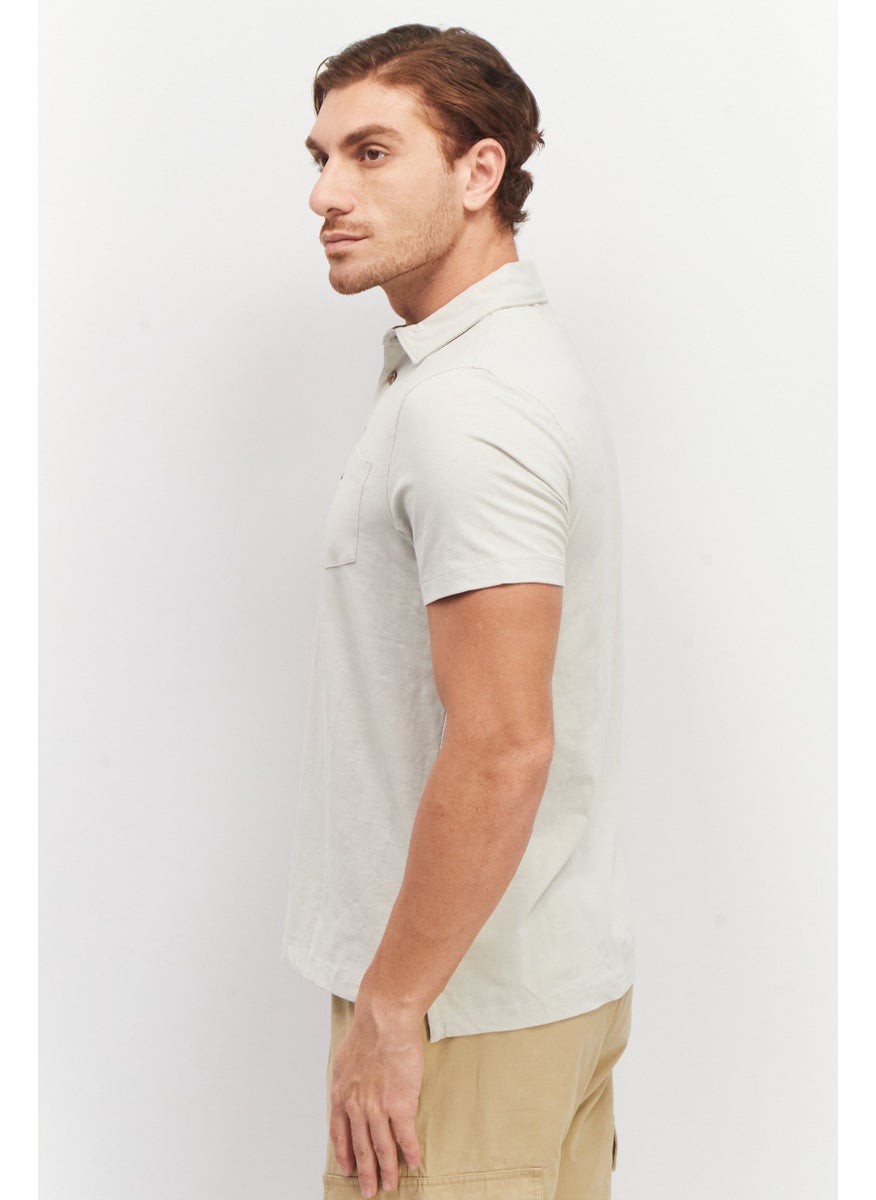 Tailor Vintage - Men Regular Fit Heather Short Sleeve Polo Shirt, Light Grey - Image 1