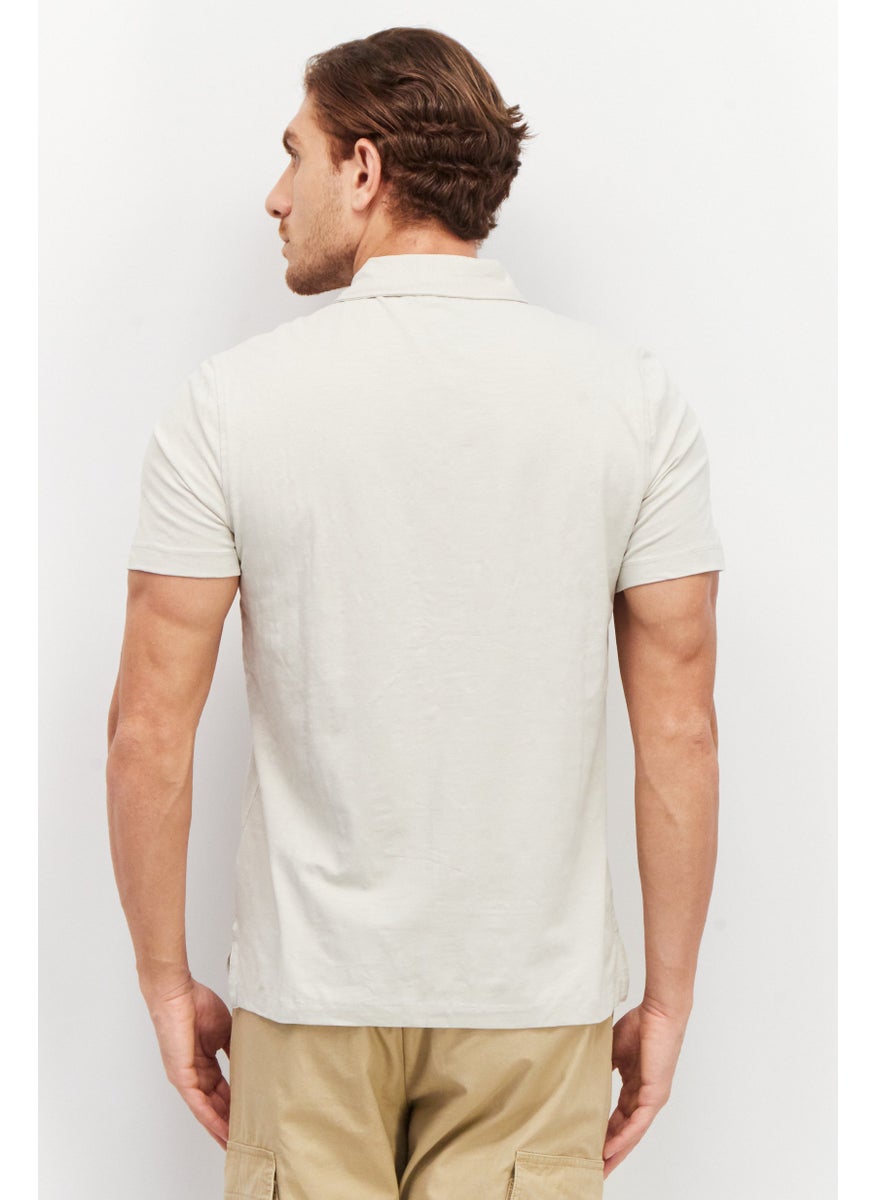 Tailor Vintage - Men Regular Fit Heather Short Sleeve Polo Shirt, Light Grey - Image 1