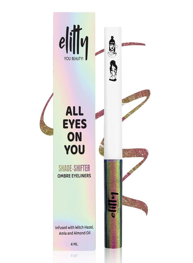Elitty Holographic Eyeliner 4g - Celestial With Ombre Shimmery Finish | Long Lasting, Waterproof, Smudge Proof Liquid Eyeliner | Quick Drying Formula With Monochrome Effect - Shade (Pink-Copper) - Image 1