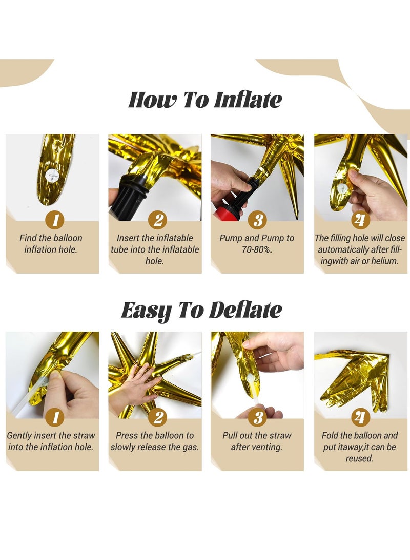Flushrenic Black and Gold Balloon Arch Kit 132-Piece Exploding Star Black & White Metallic Gold Confetti Latex Balloons For Birthday, Anniversary, Wedding, Engagement, Baby Shower, Gifting & Party Decorations - Image 4
