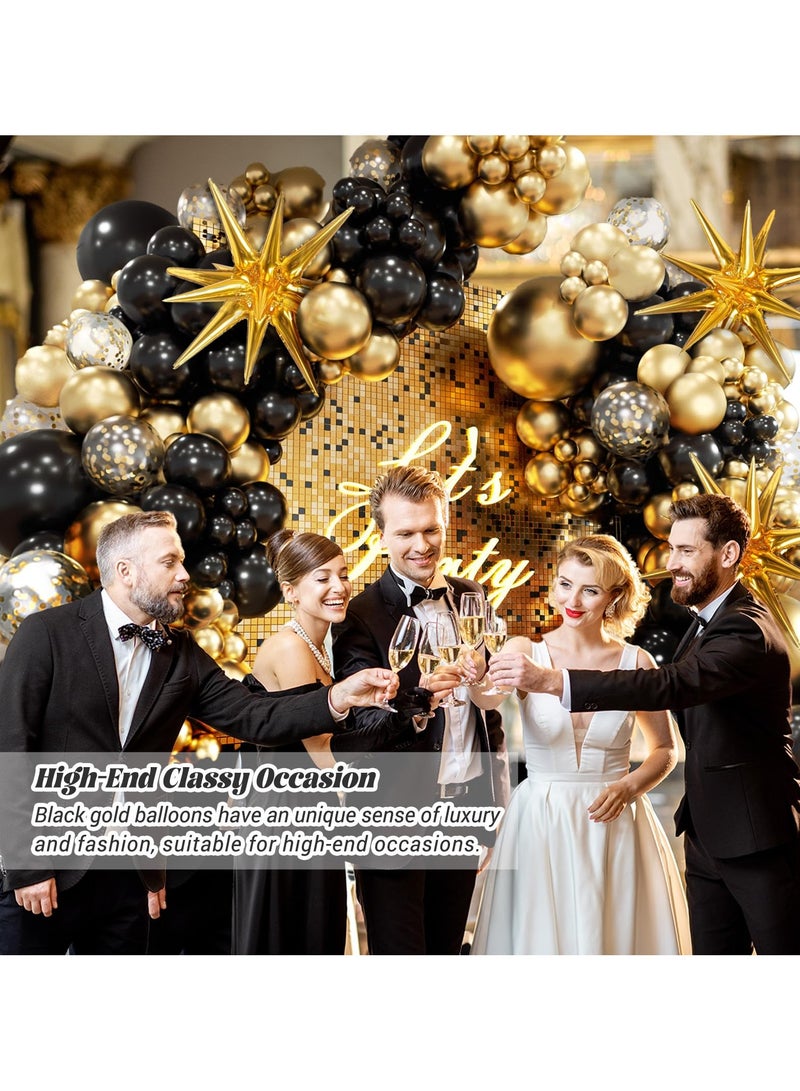 Flushrenic Black and Gold Balloon Arch Kit 132-Piece Exploding Star Black & White Metallic Gold Confetti Latex Balloons For Birthday, Anniversary, Wedding, Engagement, Baby Shower, Gifting & Party Decorations - Image 5