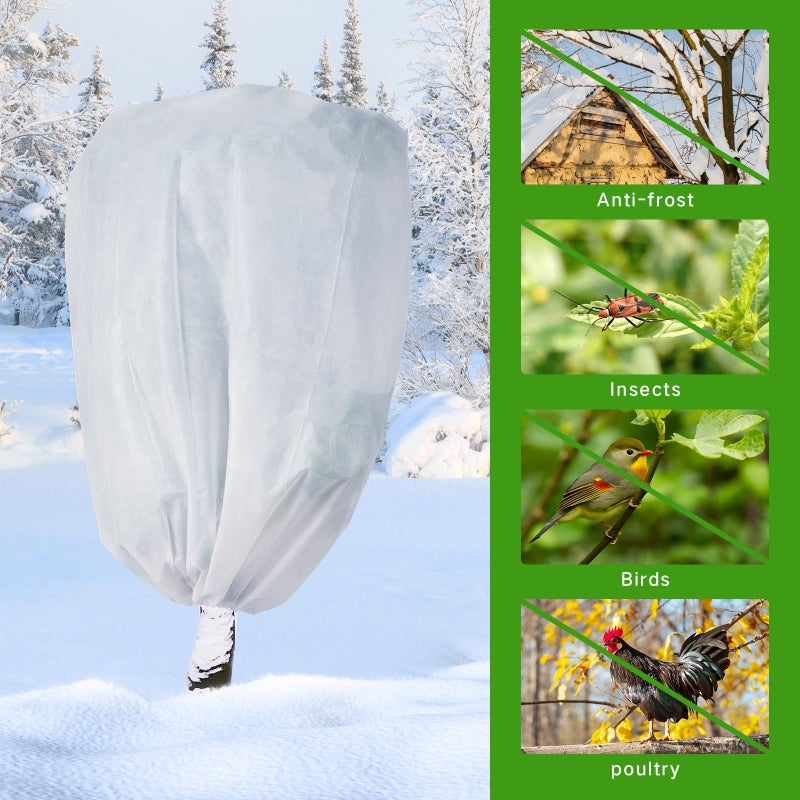 Garutom 2-Pack Plant Covers Freeze Protection 78" x 89" 2.2 oz, Large Size Bag Frost Cloth Plants Jacket Drawstring and Zipper Tree Cover for Outdoor Plants, Shrub Potted Plants Winter - Image 3