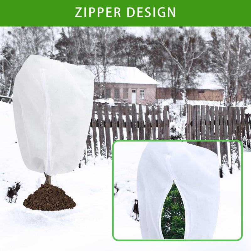 Garutom 2-Pack Plant Covers Freeze Protection 78" x 89" 2.2 oz, Large Size Bag Frost Cloth Plants Jacket Drawstring and Zipper Tree Cover for Outdoor Plants, Shrub Potted Plants Winter - Image 4