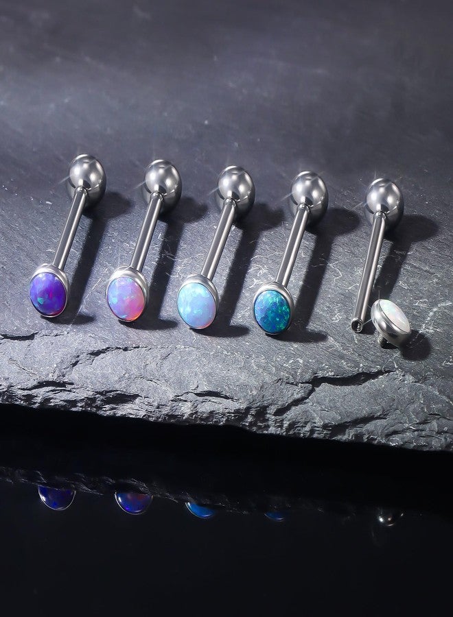 Ruifan ASTM F136 Titanium Tongue Piercing Barbell Jewelry Internally Threaded Tongue Rings Jeweled Purple Opal Solid Titanium Labret Cheek Piercing Jewelry for Women Men 14G 16mm - Image 5
