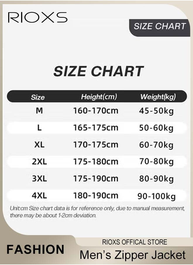 RIOXS - Men's Bomber Jacket, Waterproof Windproof Slim Fit Jacket Coat, Crew Lined Lightweight Jacket, Stylish Stand-Up Collar Full Zipper Jacket, Outdoor Windbreaker For Hiking Camping Cycling - Image 1