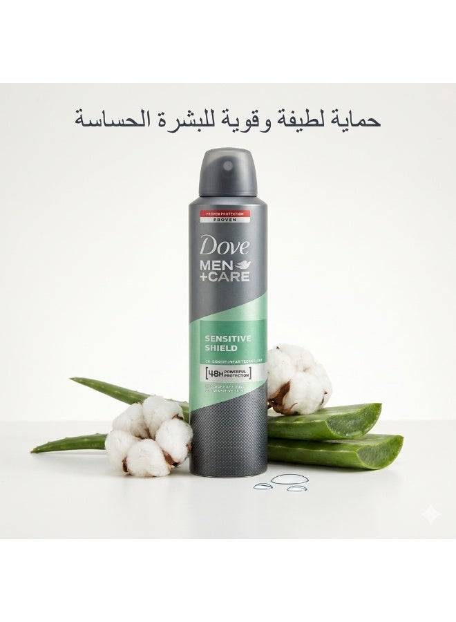 بخاخ مزيل العرق المضاد للتعرق Men+Care Sensitive Shield سعة 250 مل
