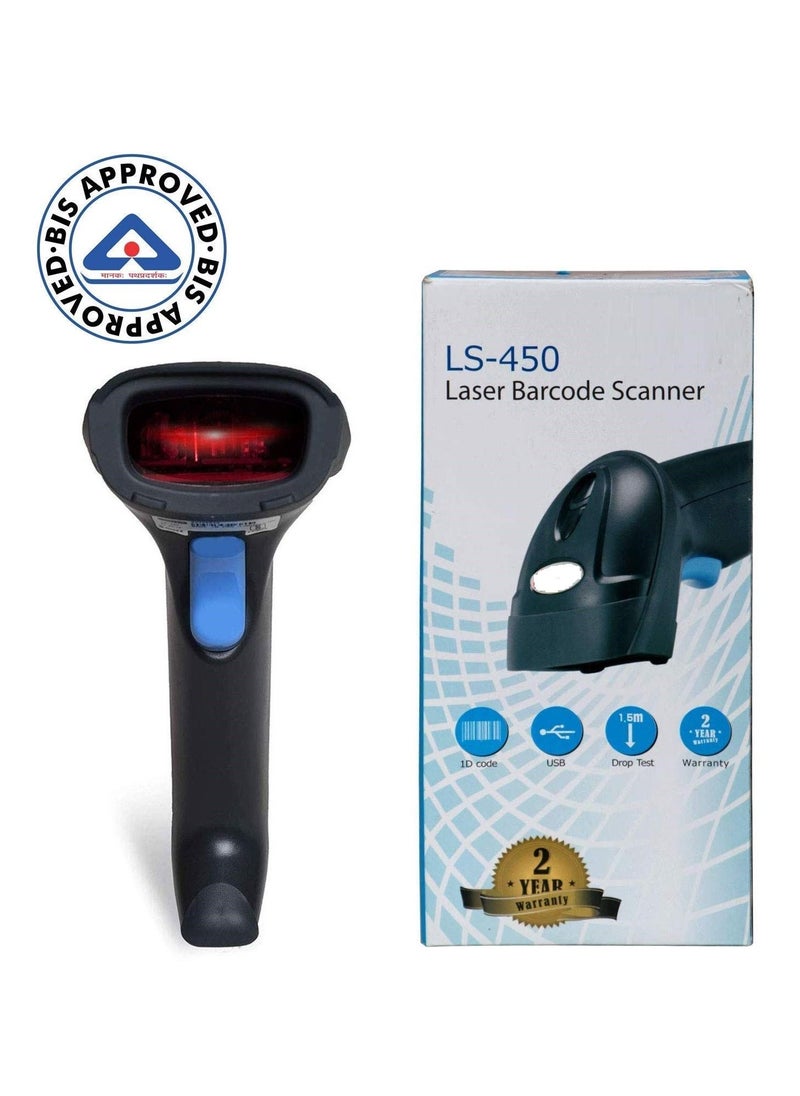 LS 450 Laser retsol Barcode Scanner BIS Approved Handheld 1 D USB Wired Barcode Reader Optical Laser High Speed for POS System Supermarket