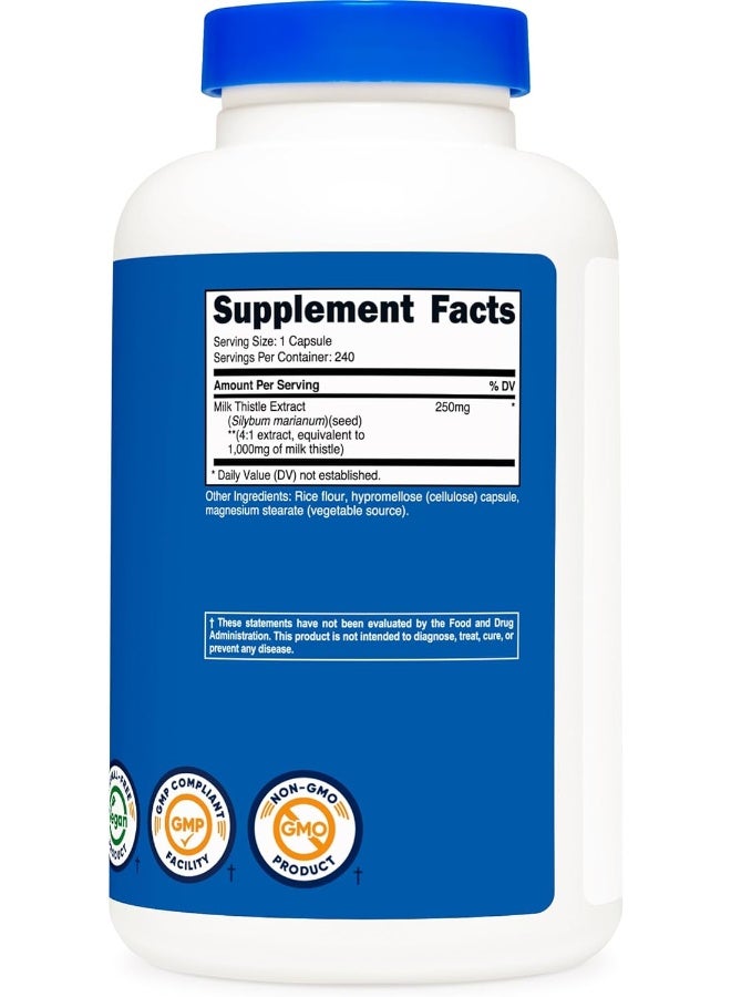 شوك الحليب 250 ملجم (ما يعادل 1000 ملجم)، 240 كبسولة نباتية - Image 4