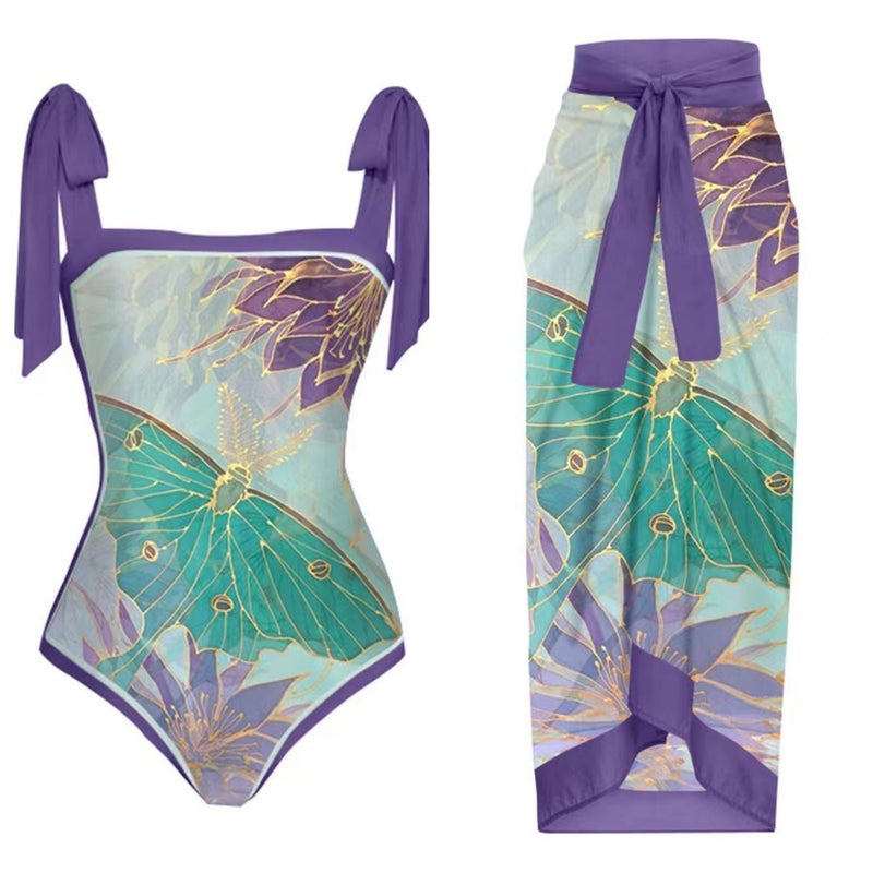 2025 Ins One-Piece Spring Swimsuit Independent Station Sunscreen Dress French Retro Beach Bikini - Image 1