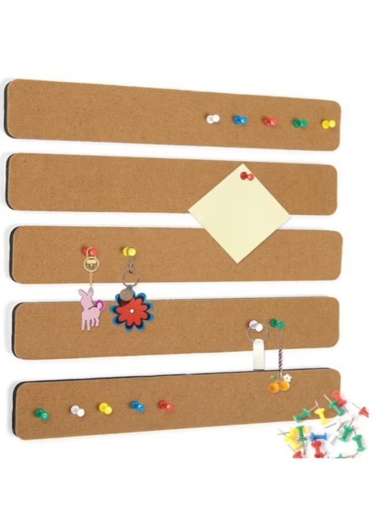 5 Pack Bulletin Board Strips, Felt Pin Board Bar with 35 Push Pins Self-Adhesive Felt Bulletin Board for Office School Home Wall Decoration, for Organize Memo, Photos, Display - Image 1