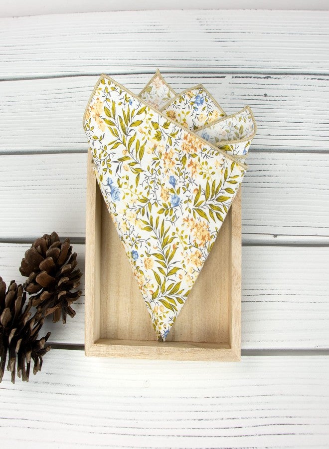 Spring Notion Boys' Cotton Floral Handkerchief Hanky Pocket Squares in colors matching David's Bridals, 63-Yellow Blue - Image 2