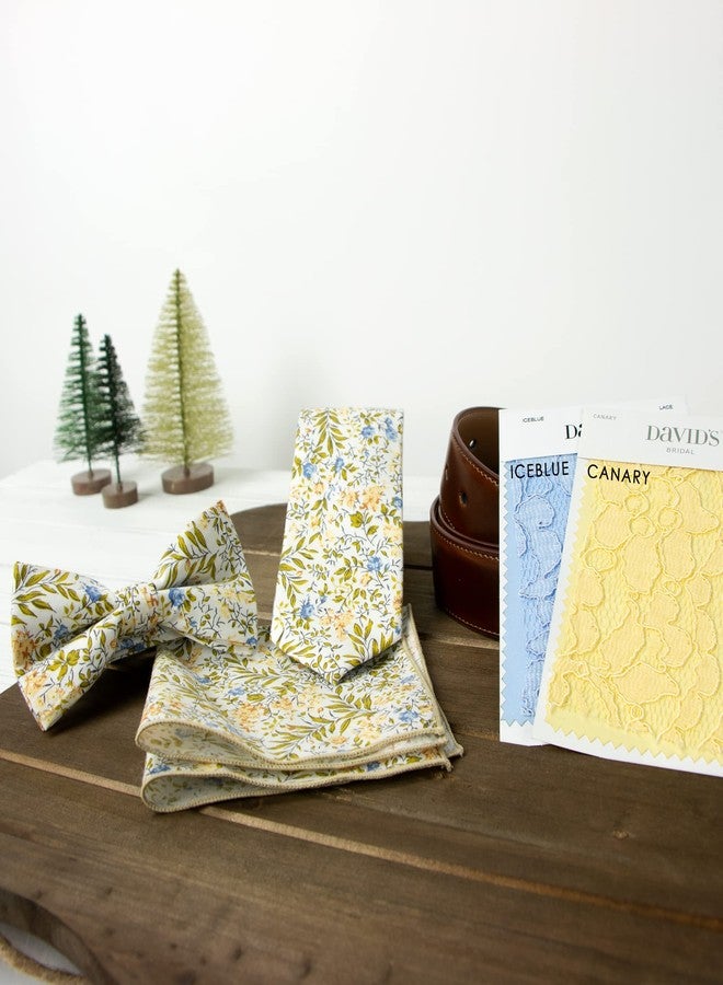 Spring Notion Boys' Cotton Floral Handkerchief Hanky Pocket Squares in colors matching David's Bridals, 63-Yellow Blue - Image 3