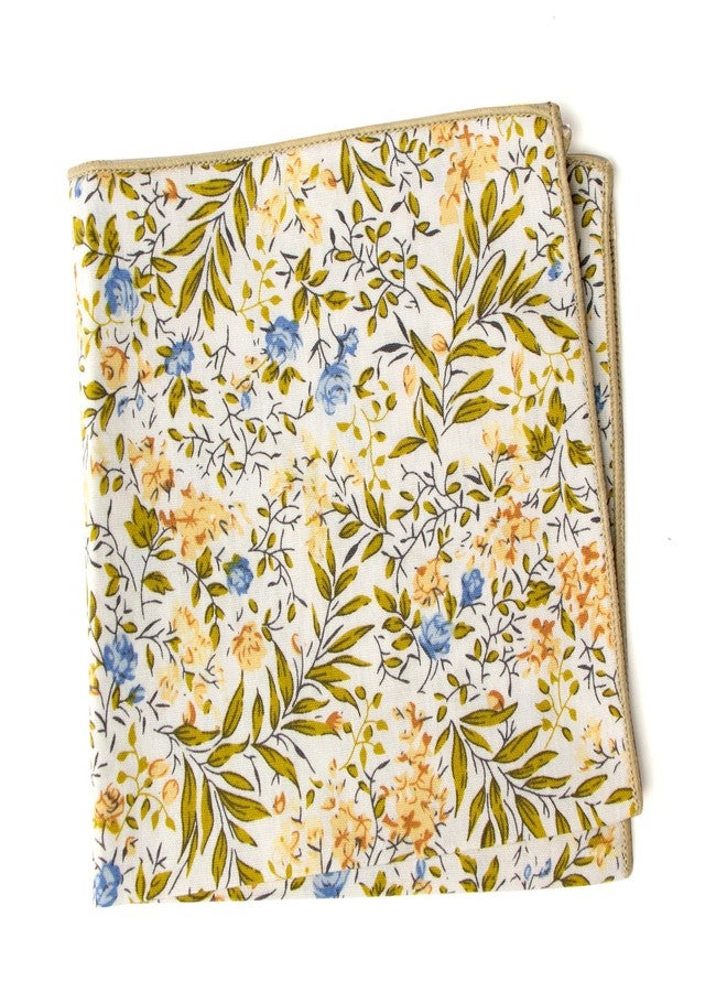 Spring Notion Boys' Cotton Floral Handkerchief Hanky Pocket Squares in colors matching David's Bridals, 63-Yellow Blue - Image 1