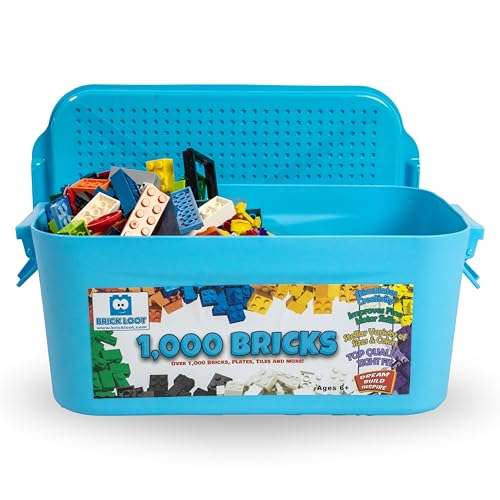 Brick Loot 1,000 Bricks Plus 70 Building Blocks Bulk Set – 1,070 Pieces with Deluxe Storage Box, Lego-Compatible Mixed Colors Classic Bricks, Creative STEM Construction Toys for Kids & Adults - Image 1