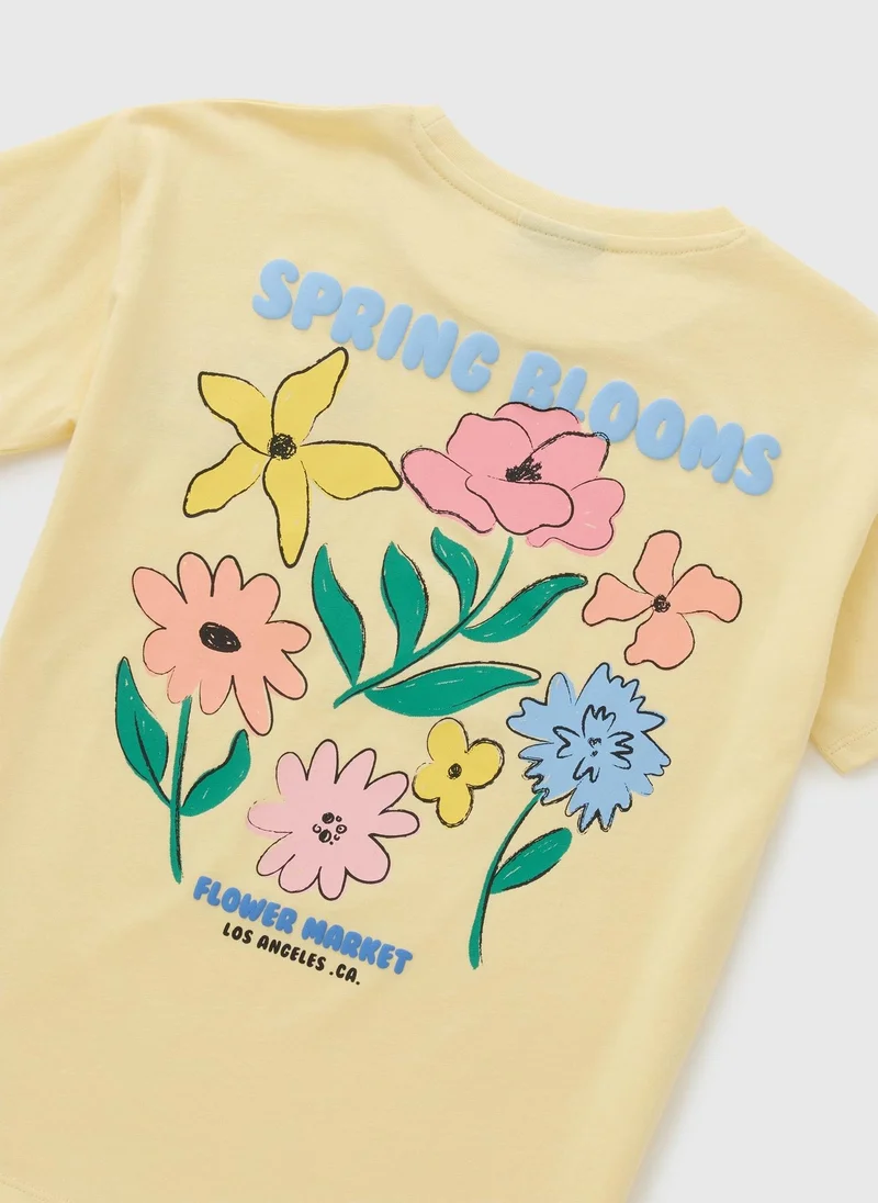 Matalan Girls Yellow Spring Blooms T-Shirt