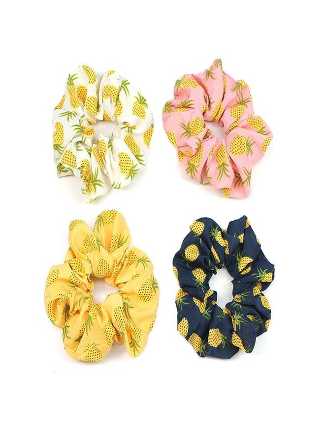Elandy 8PCS Bright Color Hair Rope Pineapple Pattern Cute Hair Ties Scrunchies Satin Elastic Ponytail Holders Rubber Bands Soft Hair Bow Bobbles Headdress Hair Decorations Accessory Women Girl Daily Gift - Image 1