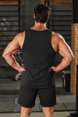 COOFANDY Men's Workout Tank Tops Dry Fit Sleeveless Gym Shirts Muscle Running T Shirts Black/White/Green XL - Image 5