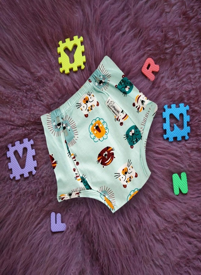 SNUGKINS Snug Potty Training Pull-up Pants for Babies/Toddlers/Kids | 100% Pure Cotton | Washable & Reusable | (Size 0, Fits 9-12 Months) | Lion & Boat Pack of 2 - Image 3