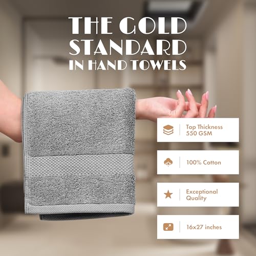 White Classic Light Gray Hand Towels for Bathroom 6 Pack Cotton Hand Towel Bulk for Gym Kitchen and Spa 16x27 Inches Soft Highly Absorbent Quick Dry Terry Salon Towels - Image 3