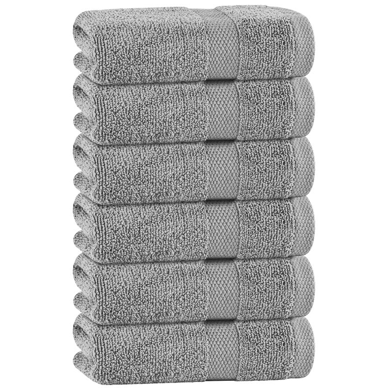 White Classic Light Gray Hand Towels for Bathroom 6 Pack Cotton Hand Towel Bulk for Gym Kitchen and Spa 16x27 Inches Soft Highly Absorbent Quick Dry Terry Salon Towels - Image 2