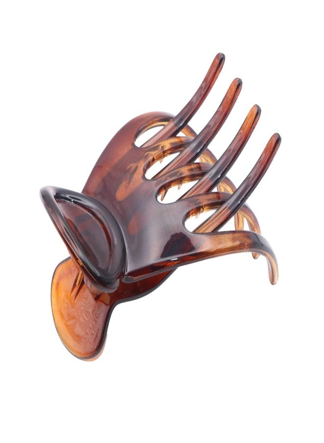 Parcelona French Basic Curved Paw Medium 3 1/4” Celluloid Acetate Side Slide In Jaw Yoga Hair Claw Wide Beak Hair Clip for Women and Girls Durable Stylish Hair Accessories, Made in France (Tortoise - Image 1