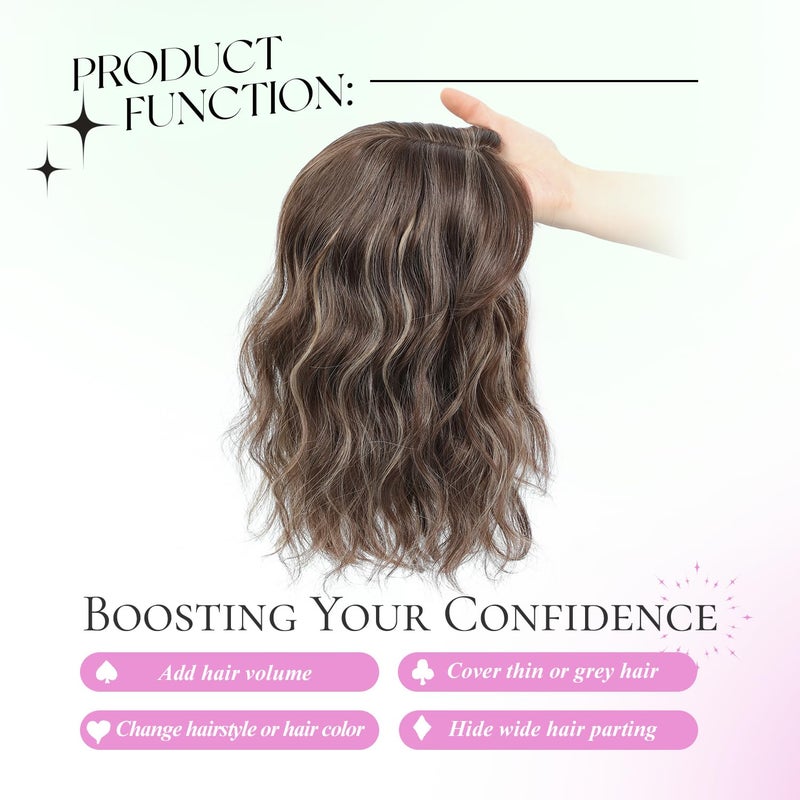 UDU 11" Hair Topper for Women with Thinning Hair, Natural-Looking Wiglet, Lightweight & Add Volume Hairpiece for White HairRoots Cover, Changing Hairstyle, Trendy and Comfortable Design - Image 3